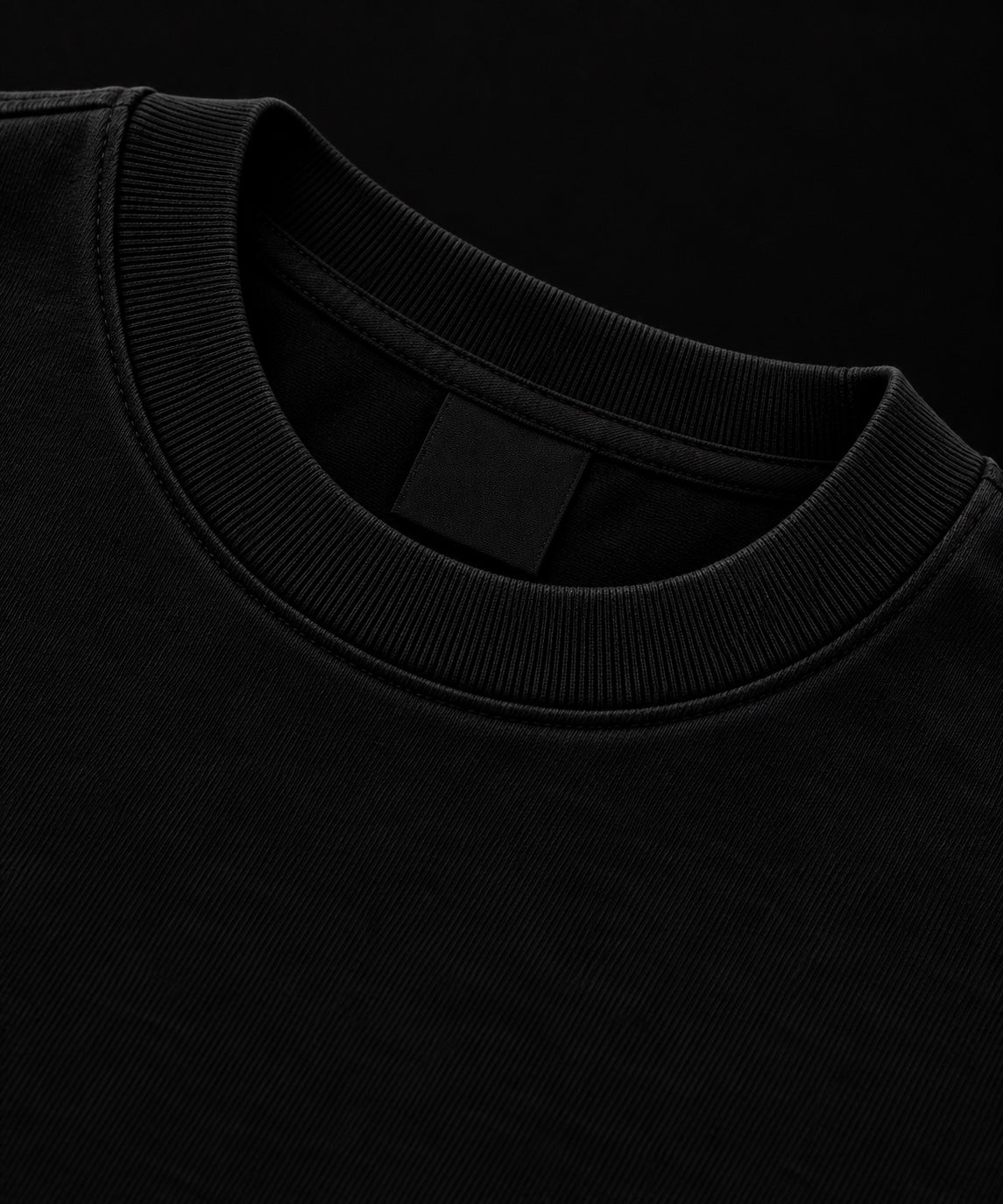 Black oversized T-shirt ribbed neckline detail