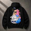Akaza and Koyuki oversized black hoodie back graphic