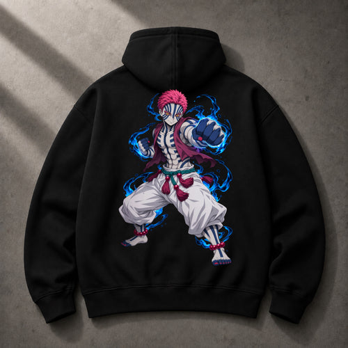 Akaza oversized black hoodie back graphic