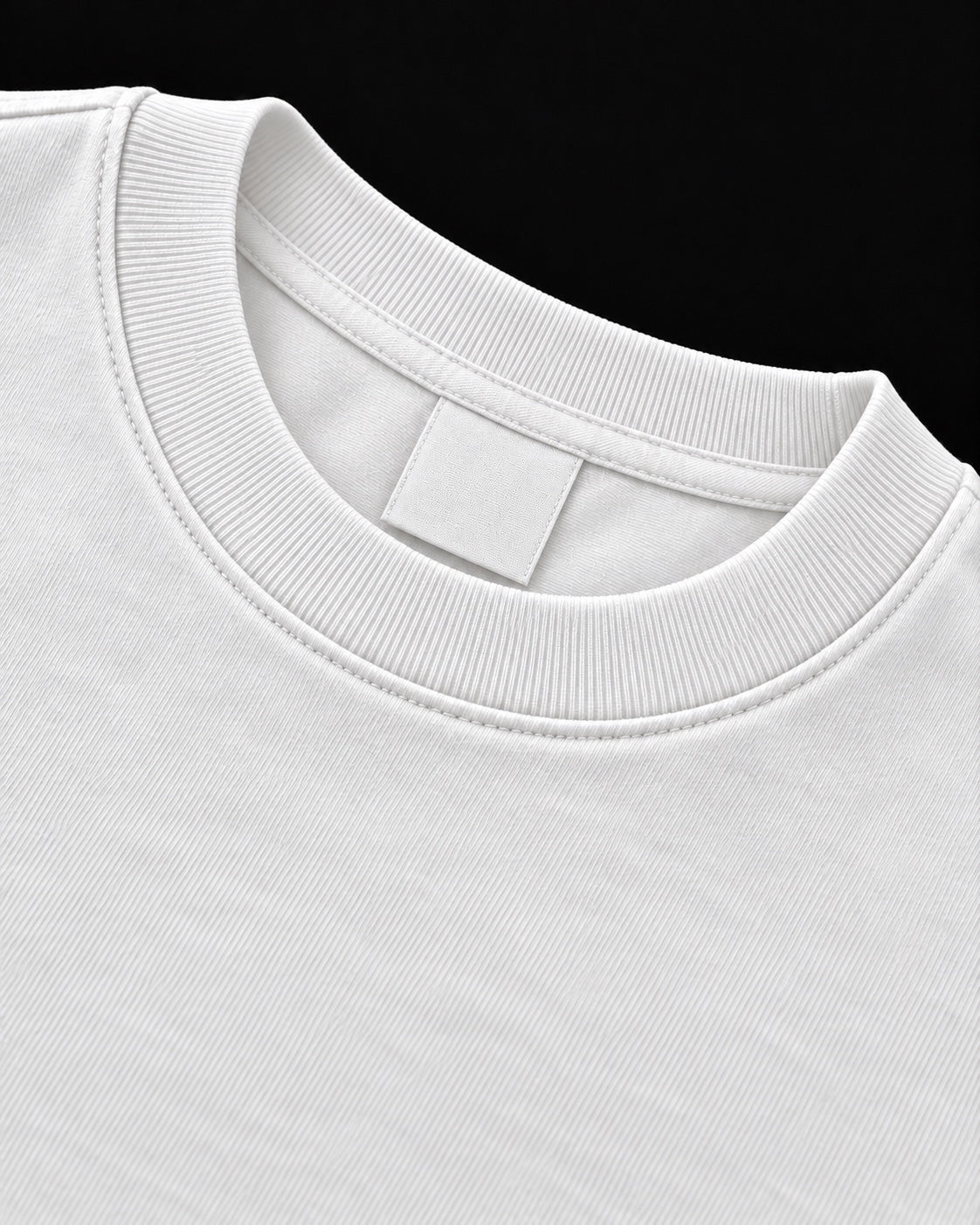 White oversized T-shirt ribbed neckline detail