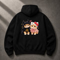 Batman and Hello Kitty inspired couple cats oversized black hoodie back graphic