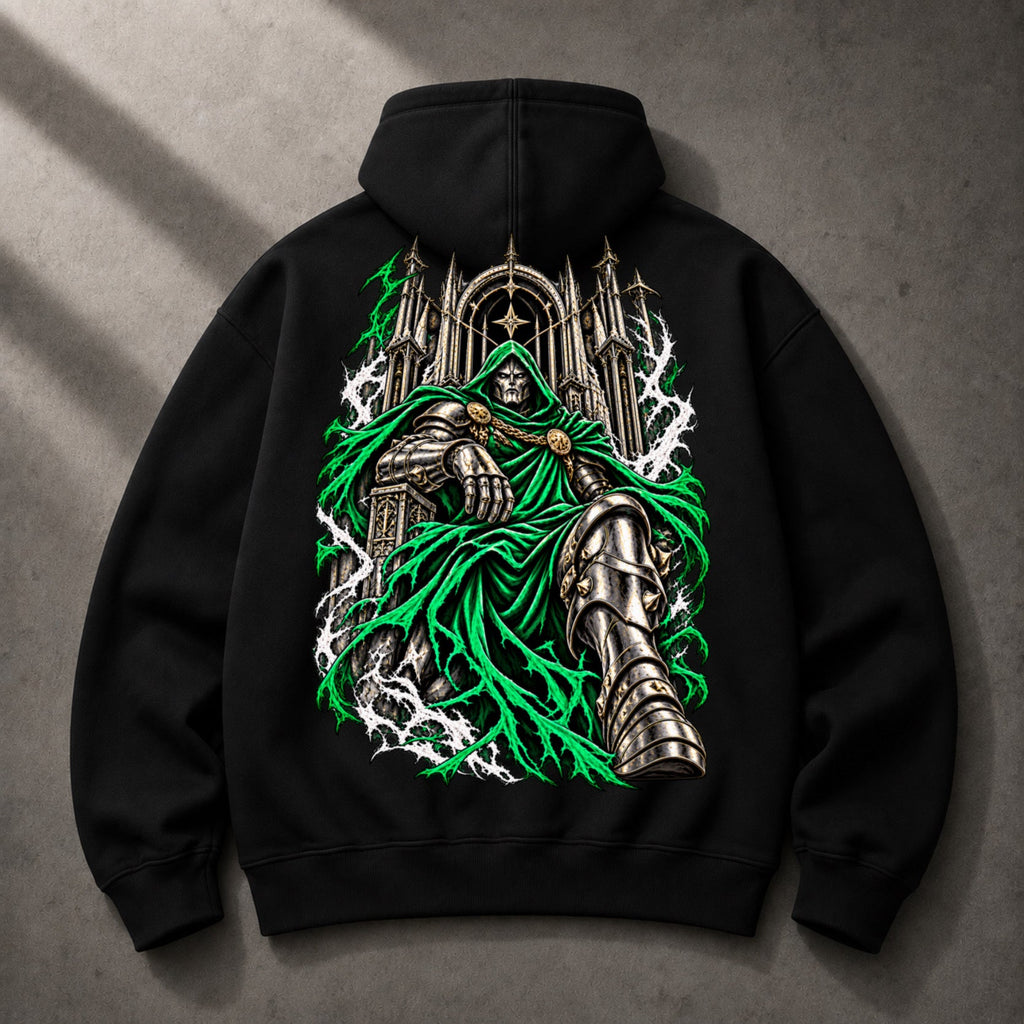 Doctor Doom oversized black hoodie back graphic