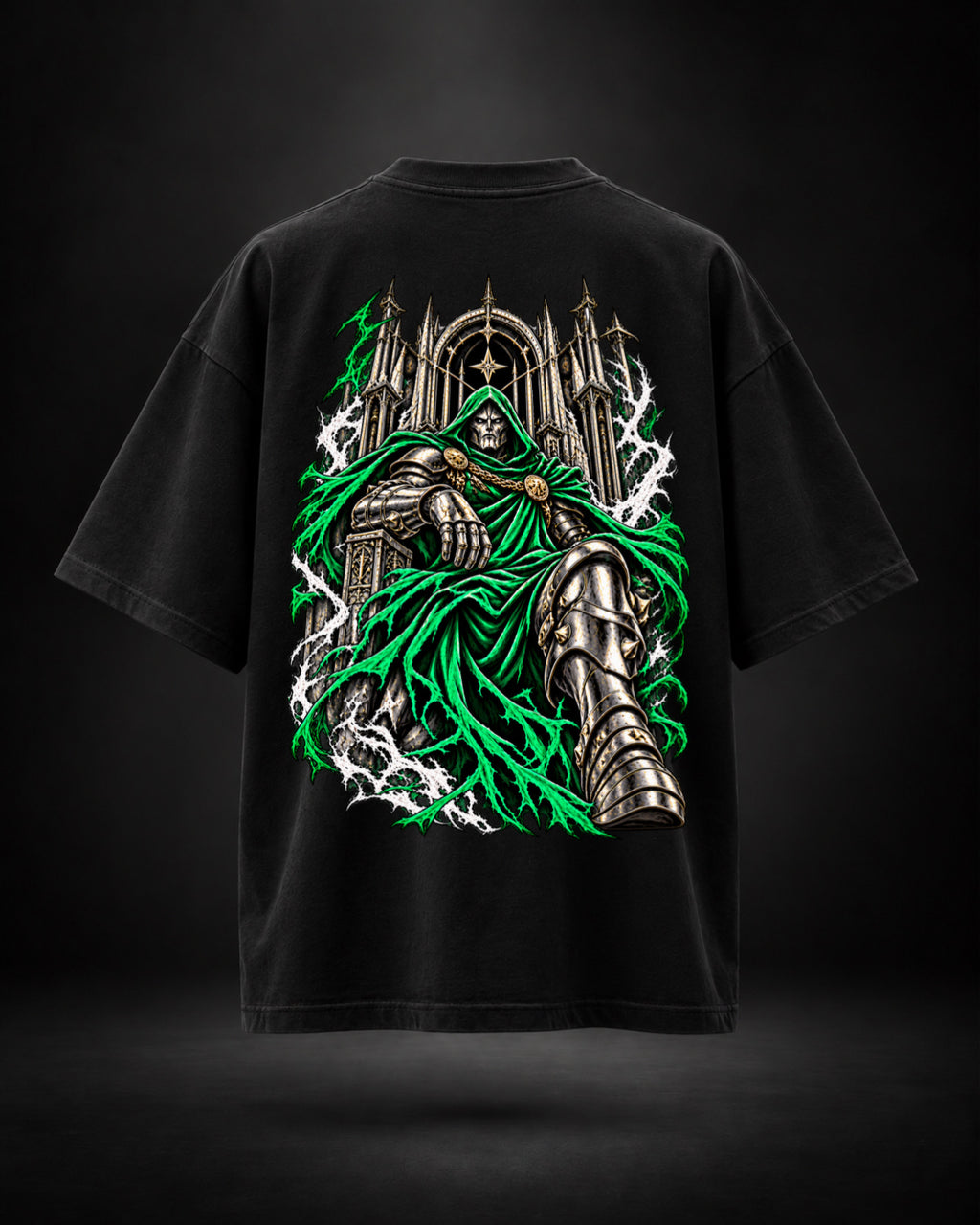 DR. DOOM OVERSIZE T-SHIRT black back Doctor Doom graphic - Trendy Fuze