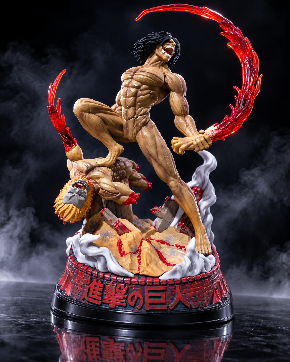 Eren Yeager Attack Titan 29 cm battle diorama alternate angle with red energy arcs and detailed base