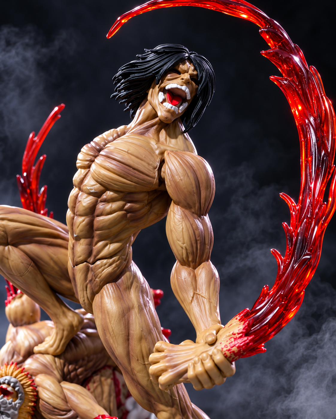 Eren Yeager Attack Titan 29 cm diorama close-up with roaring face and translucent crimson effect