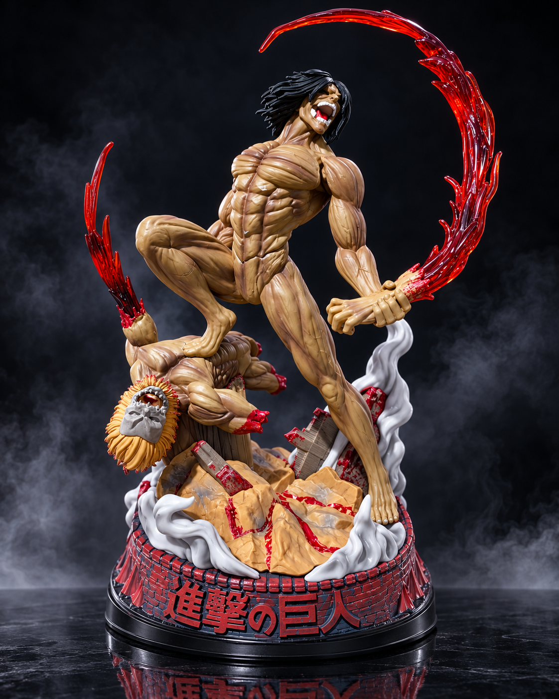 Eren Yeager Attack Titan 29 cm battle diorama with crimson slash effects and themed base
