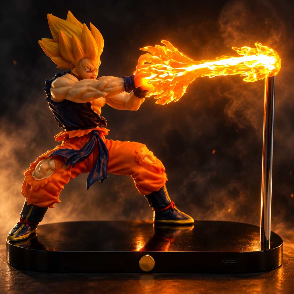 Anime energy beam desk lamp figure close-up detail