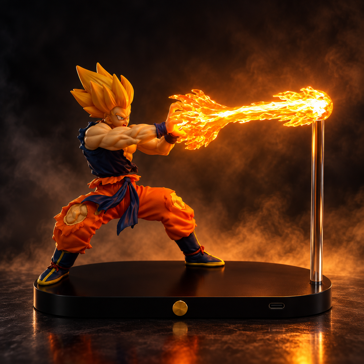 Anime energy beam desk lamp figure side view