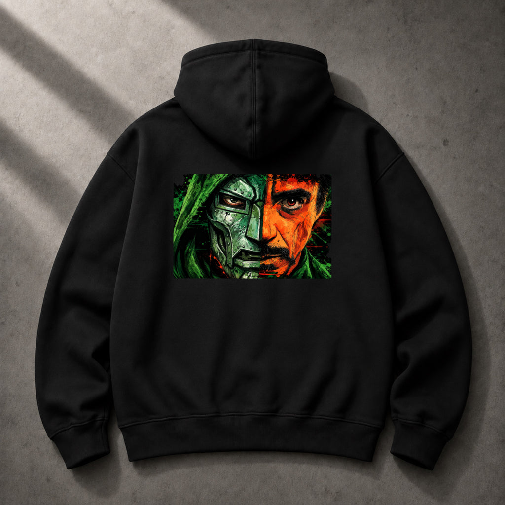 I AM DOOM oversized black hoodie back graphic view