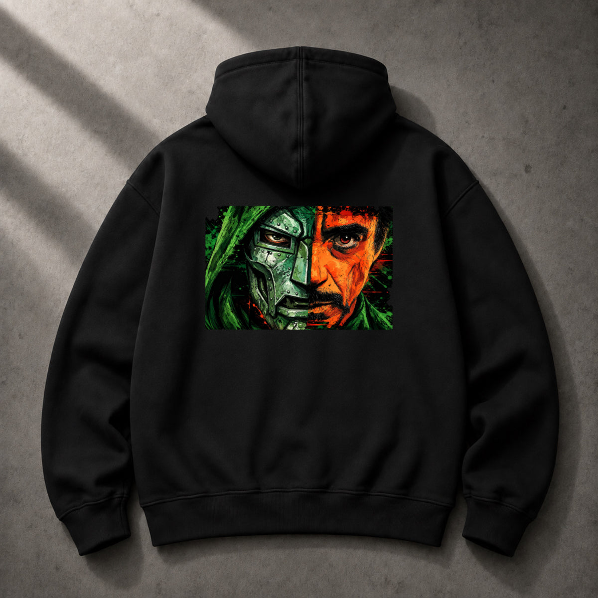 I AM DOOM oversized black hoodie back graphic view