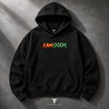 I AM DOOM oversized black hoodie front view