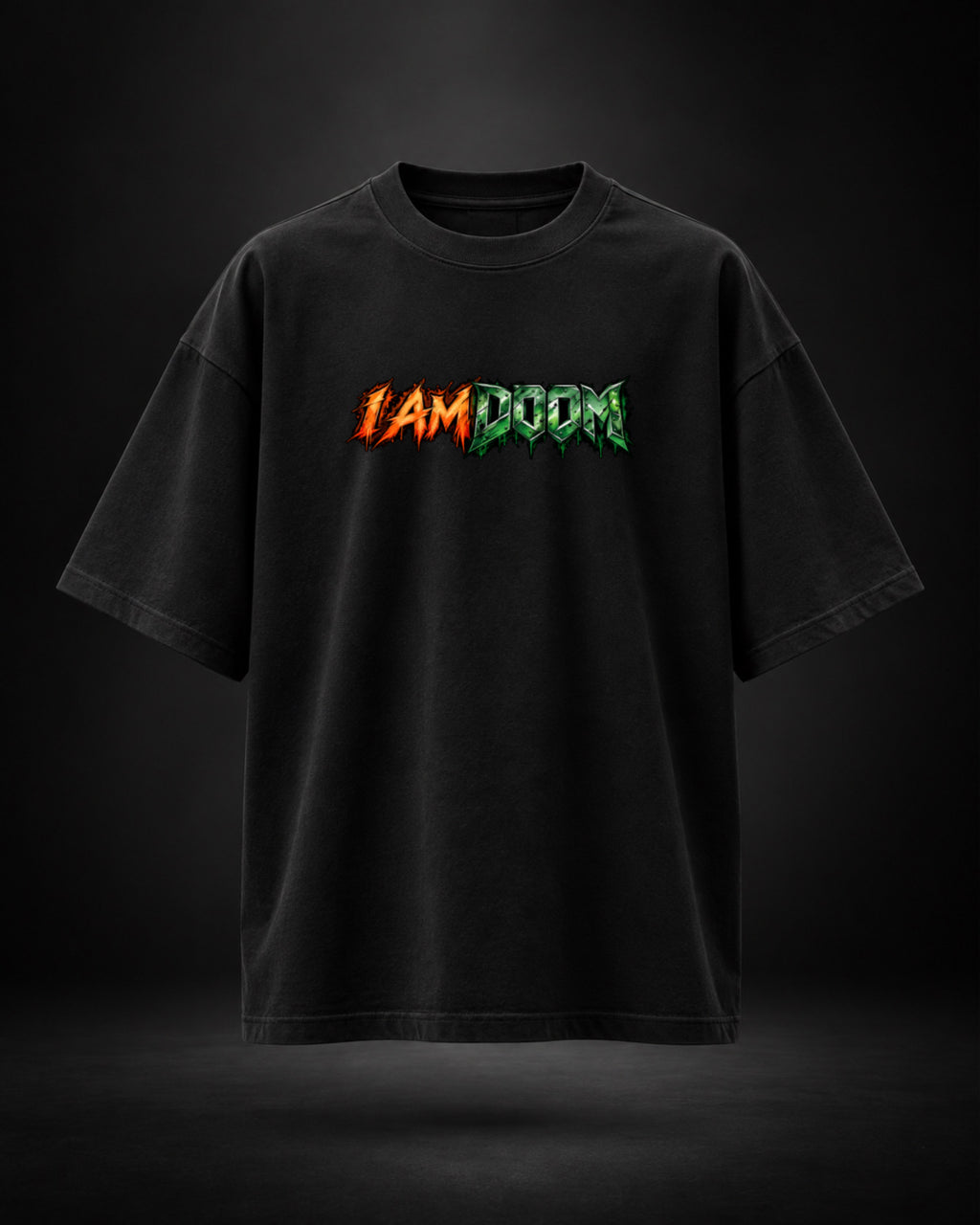 I AM DOOM oversized black T-shirt front view