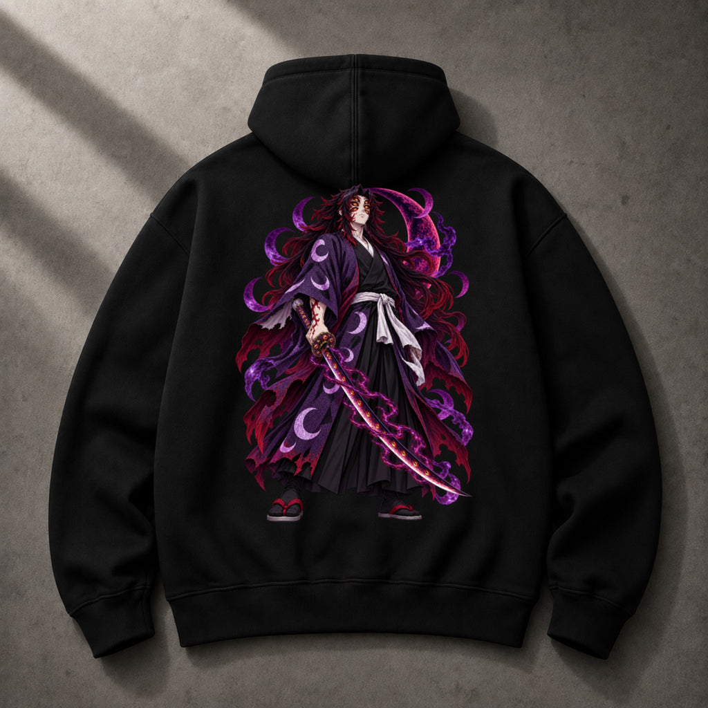 Kokushibo oversized black hoodie back graphic