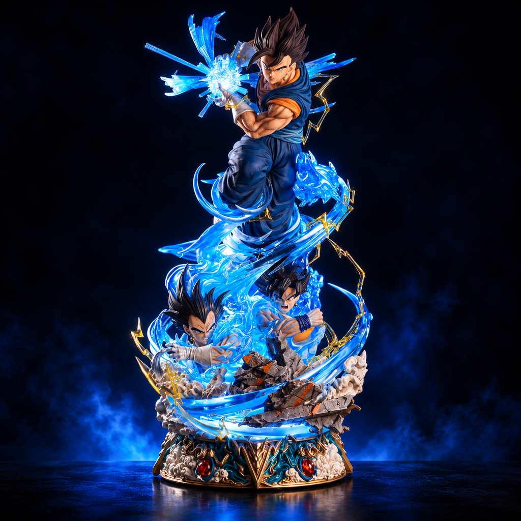 Vegito base-form head sculpt with Potara earrings and glowing energy sphere