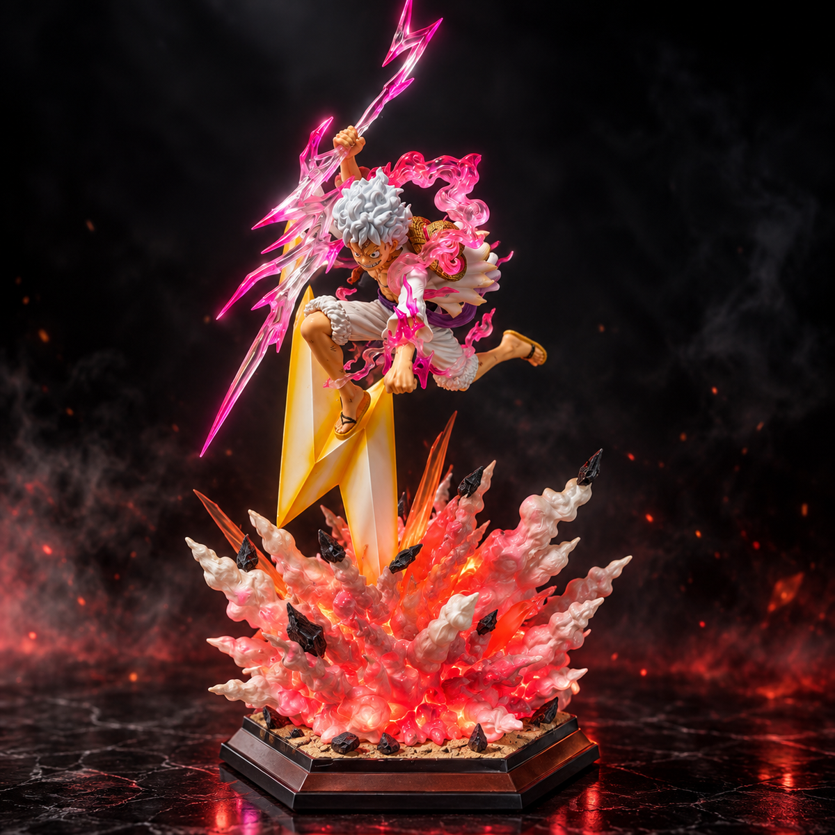 Monkey D. Luffy Gear 5 Lightning Explosion figure angled view