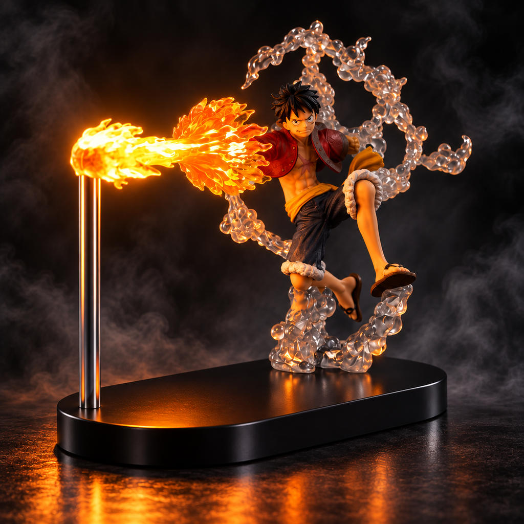 Luffy LED figure lamp alternate view on dark background