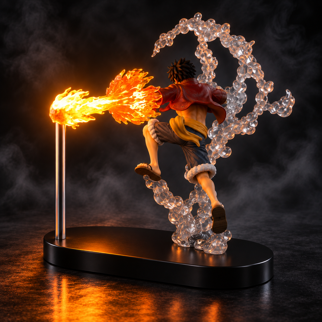 Luffy LED figure lamp rear view on dark background