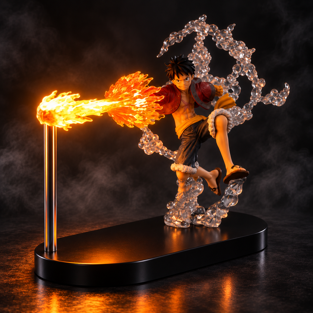Luffy LED figure lamp side angle on dark background