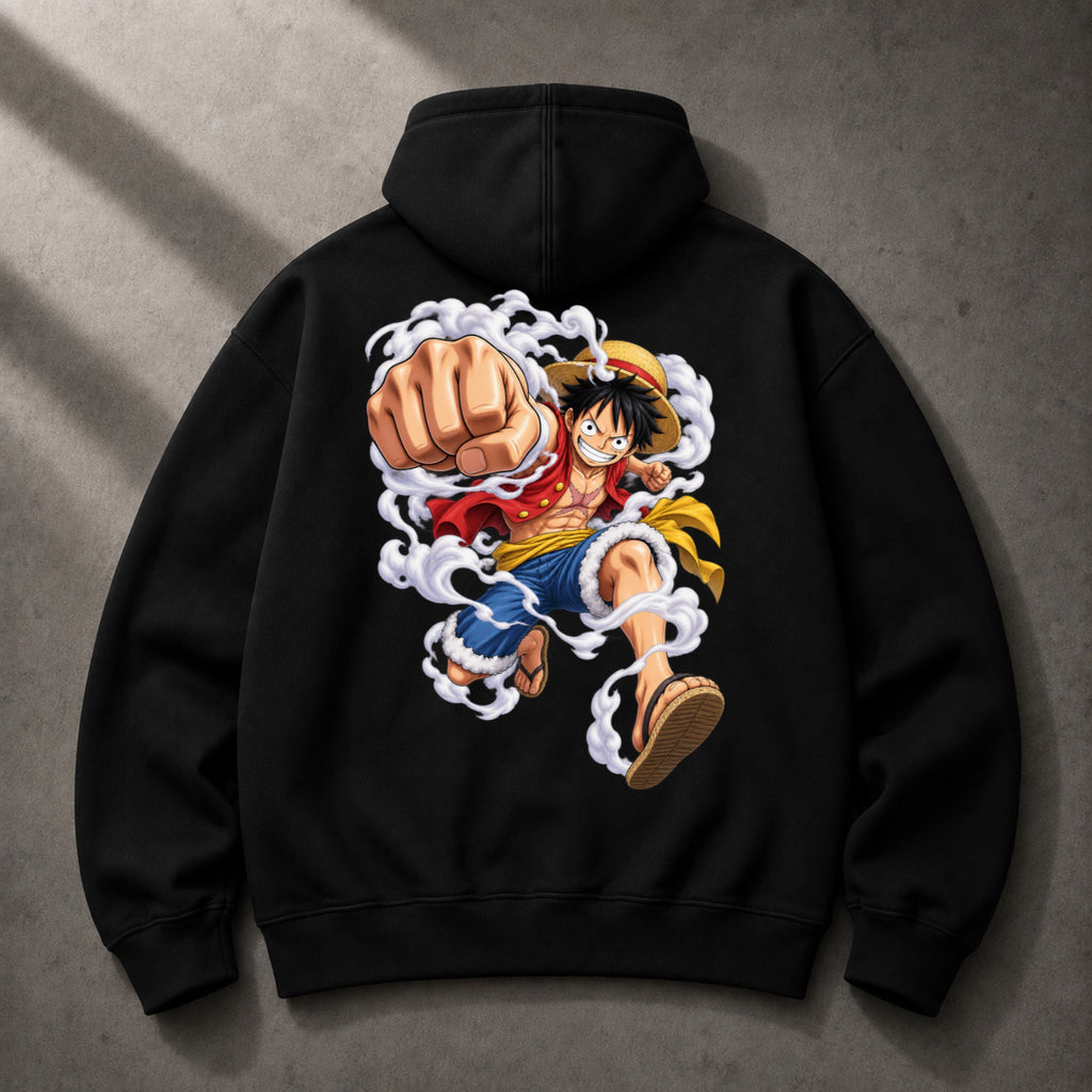 Luffy oversized black hoodie back graphic