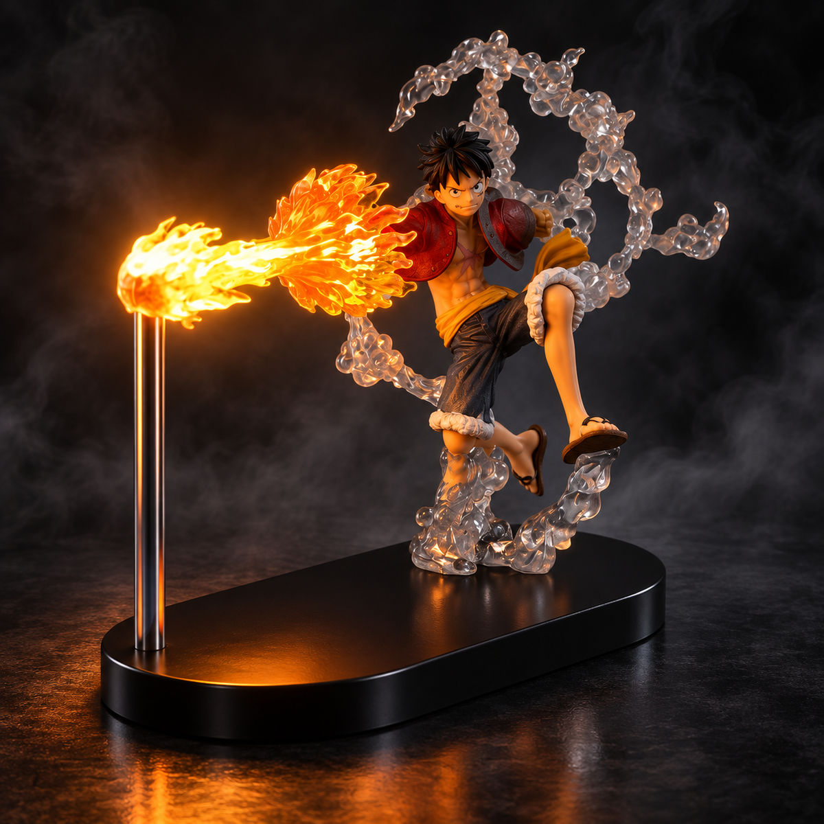Monkey D. Luffy Red Hawk LED figure lamp front view on dark background