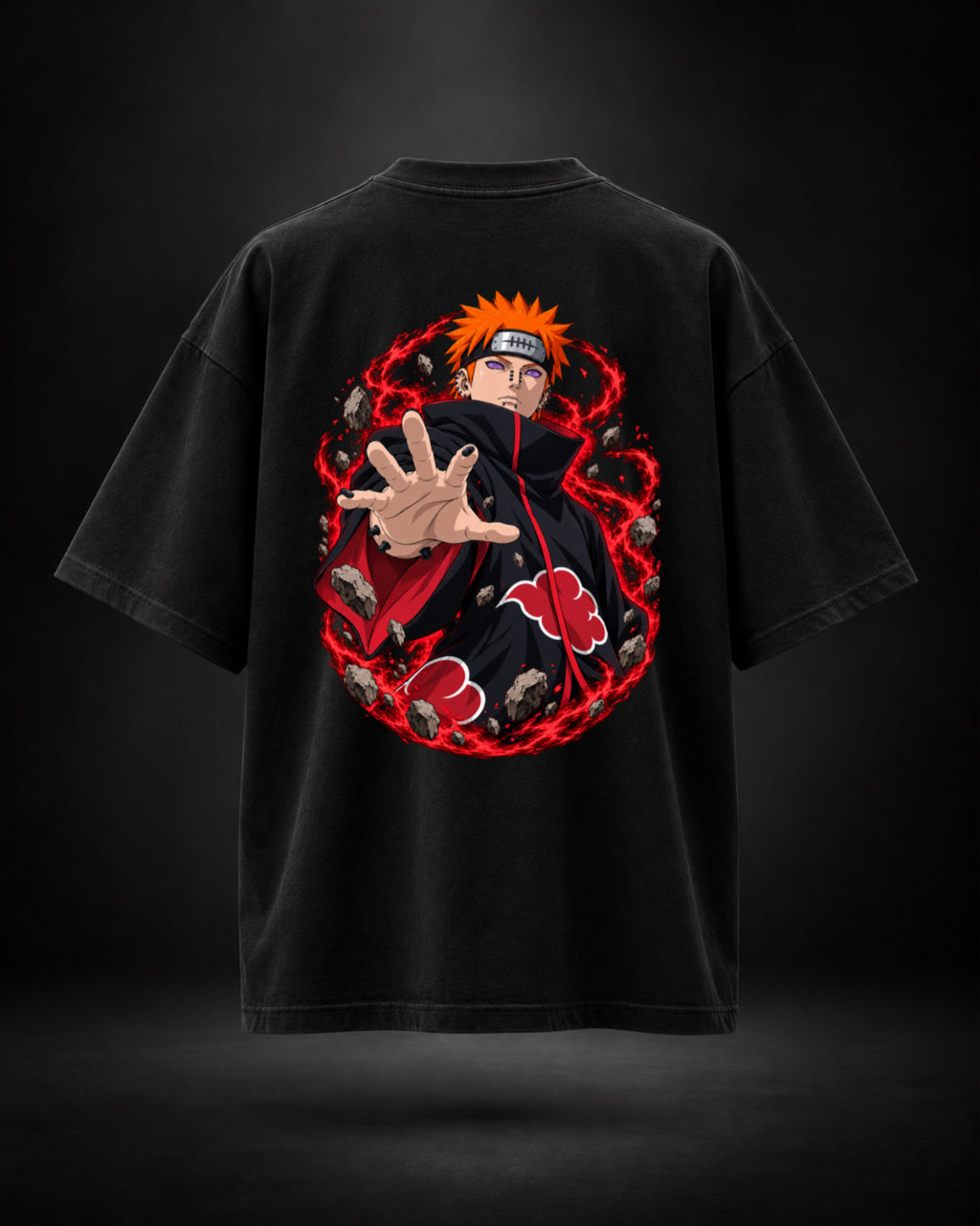 Pain Akatsuki oversized black T-shirt back graphic