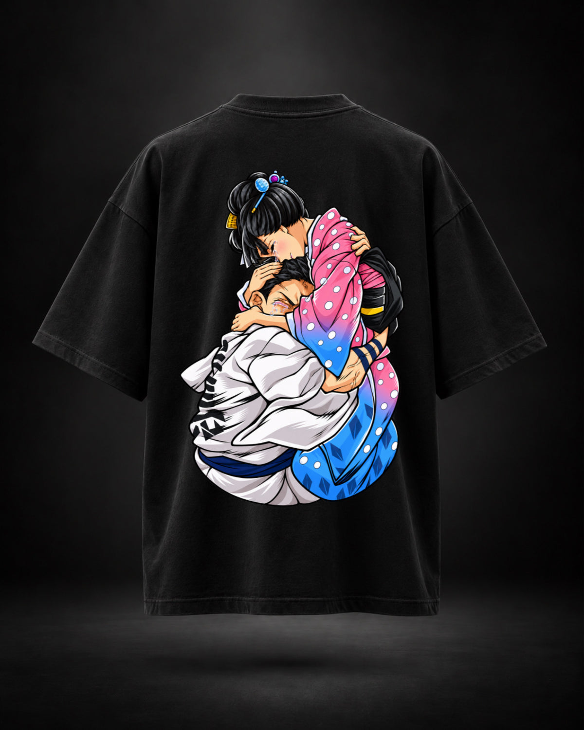 Trendy Fuze anime-inspired oversized T-shirt in black - back graphic