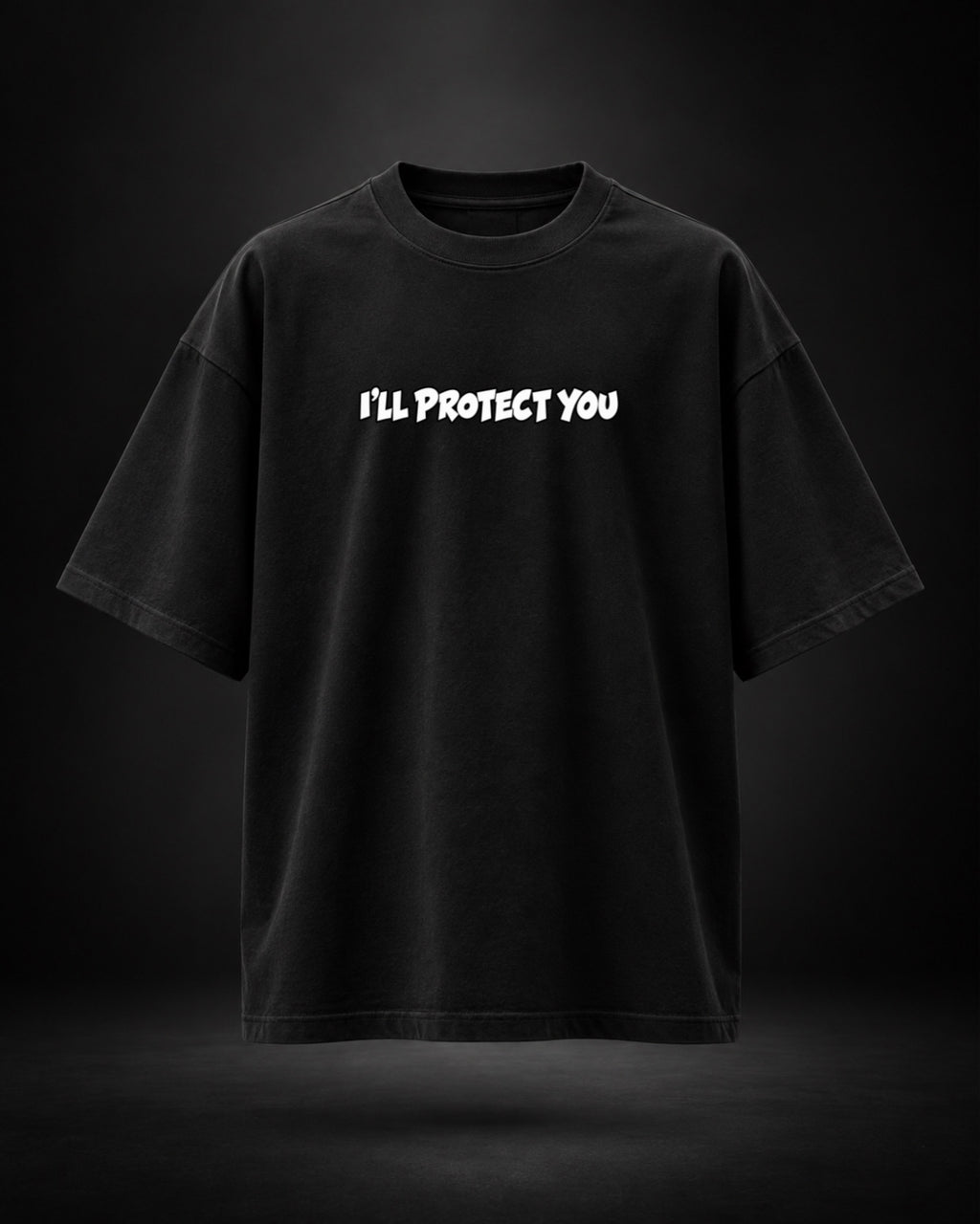 Trendy Fuze I'll Protect You oversized T-shirt in black - front view