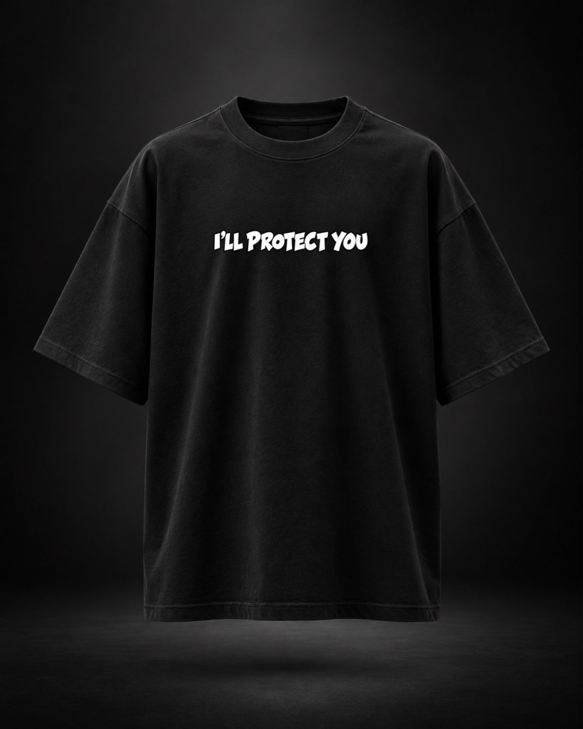 Trendy Fuze I'll Protect You oversized T-shirt in black - front view