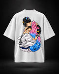 Trendy Fuze anime-inspired oversized T-shirt in white - back graphic