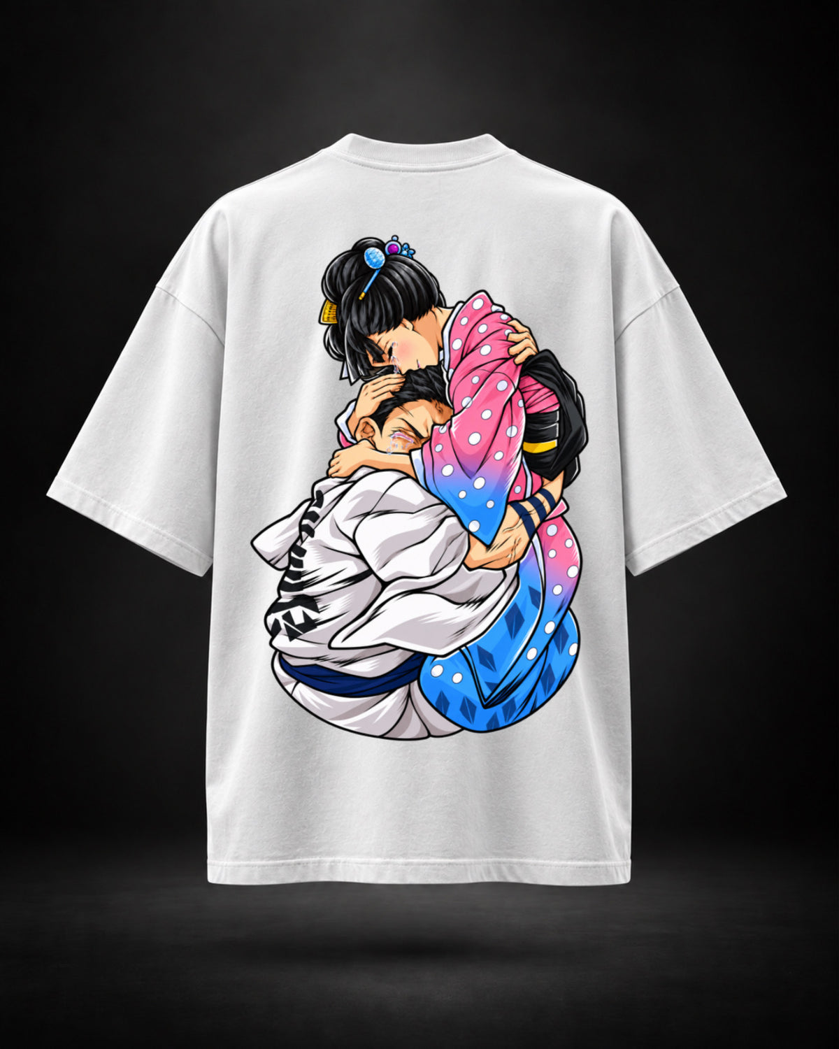 Trendy Fuze anime-inspired oversized T-shirt in white - back graphic
