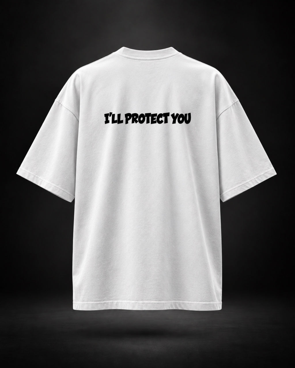 Trendy Fuze I'll Protect You oversized T-shirt in white - front view