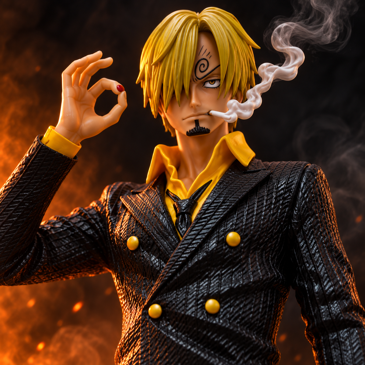 Sanji Black Leg action figure close-up face and suit detail