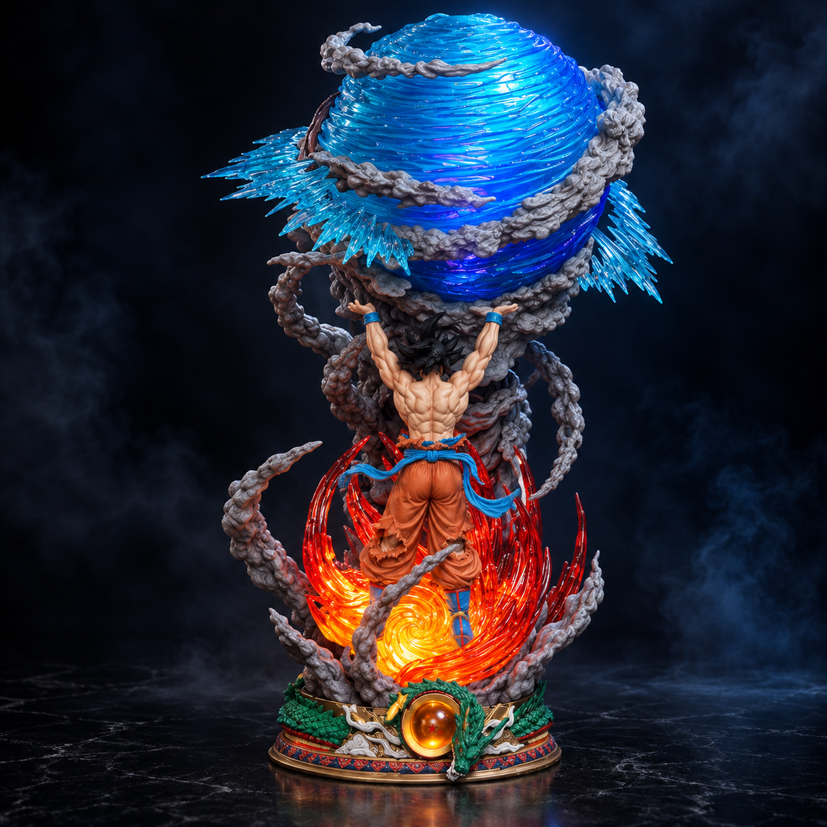 Son Goku Spirit Bomb statue rear view