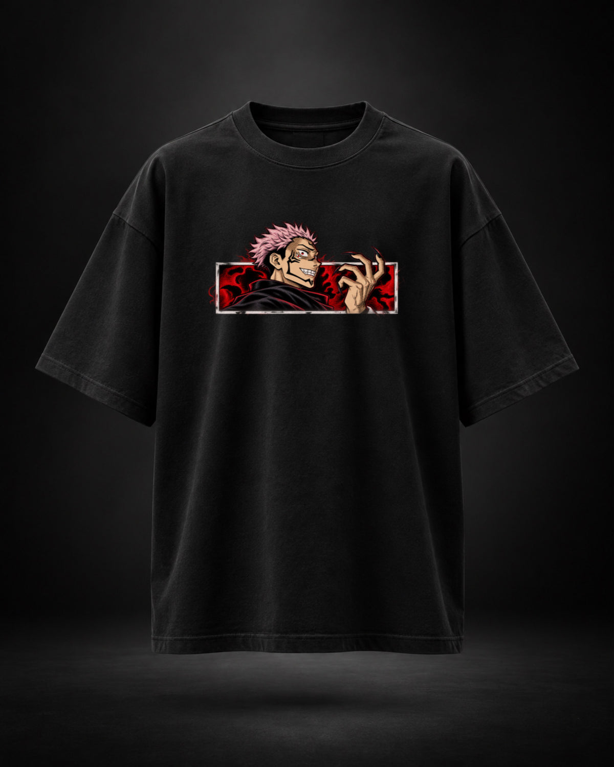 Trendy Fuze Sukuna oversized T-shirt in black - front graphic
