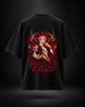 Trendy Fuze Sukuna oversized black T-shirt - large red cursed back graphic