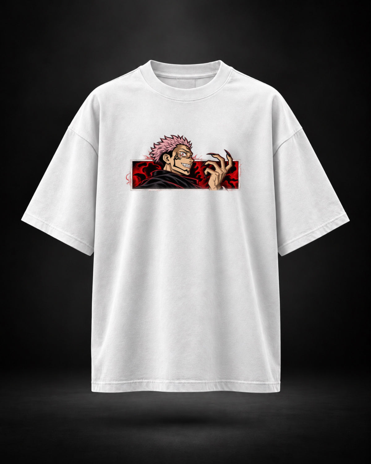 Trendy Fuze Sukuna oversized T-shirt in white - front graphic