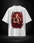 Trendy Fuze Sukuna oversized white T-shirt - large red and black back graphic