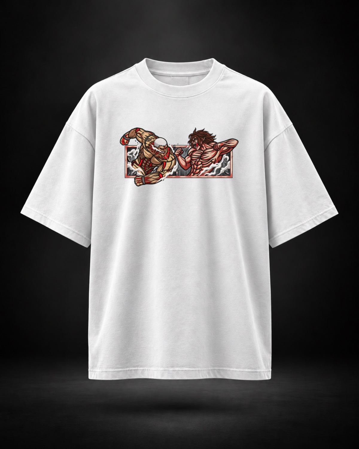 Trendy Fuze Titan Clash oversized T-shirt in white - front graphic