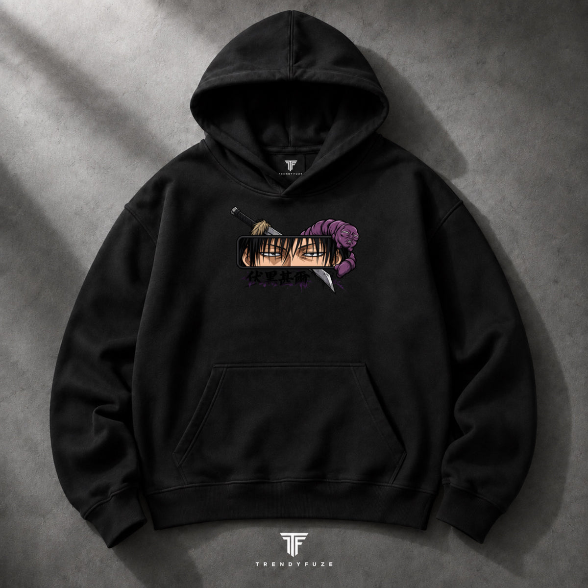 Toji Fushiguro cursed spirit oversized black hoodie graphic