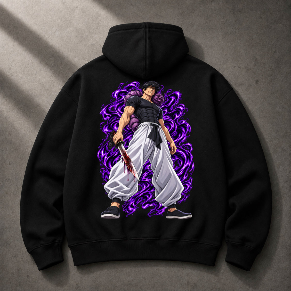 Toji Fushiguro oversized black hoodie back graphic