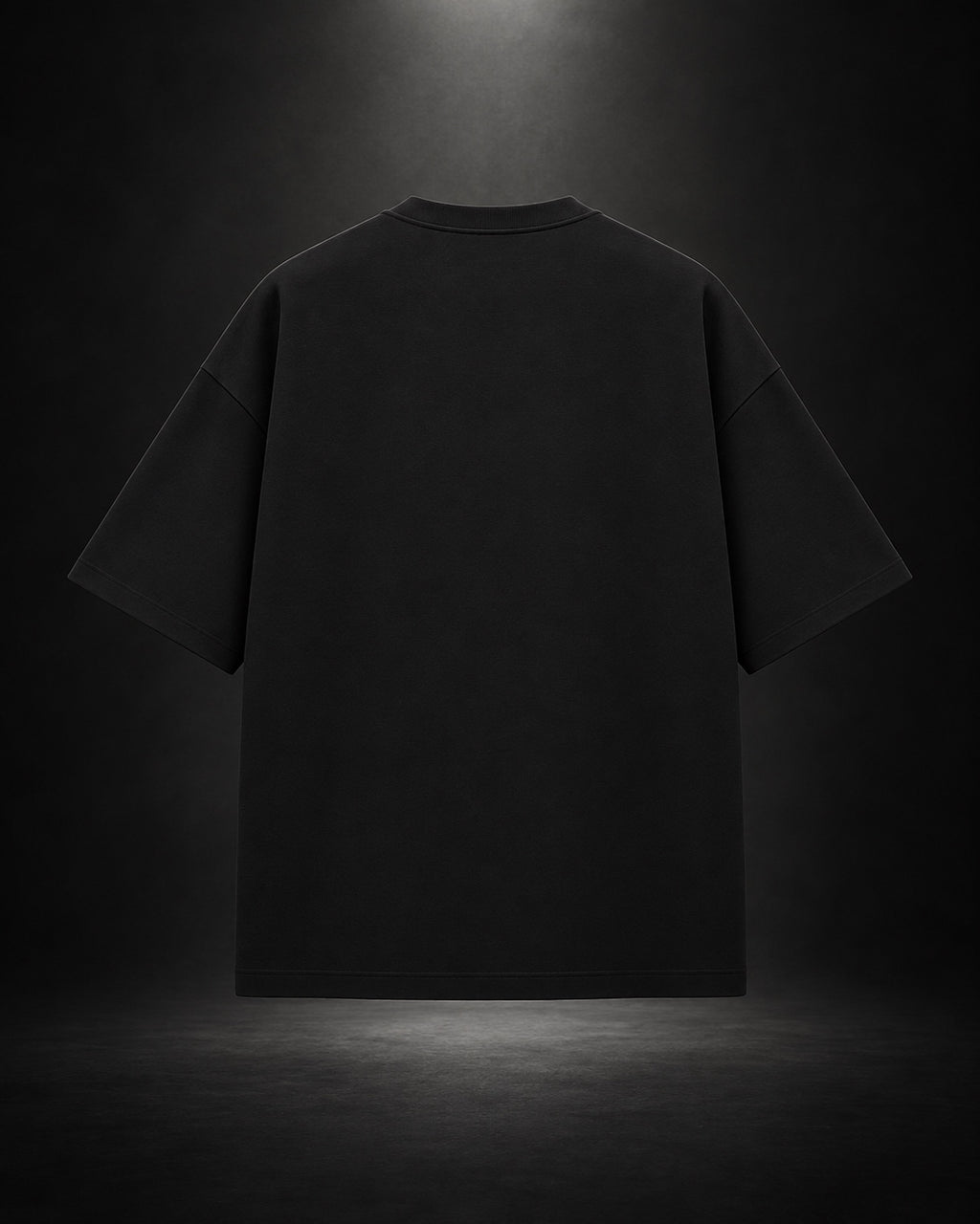 Black oversized anime T-shirt - plain back view