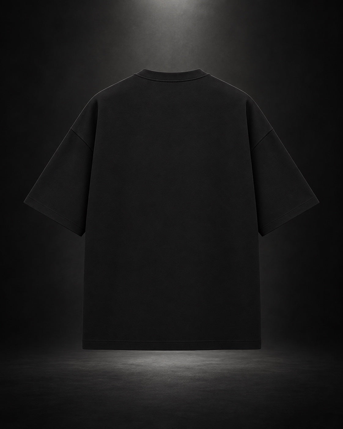 Black oversized anime T-shirt - plain back view