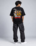 Trendy Fuze Ek Sutta Do Chai oversized black T-shirt back model view