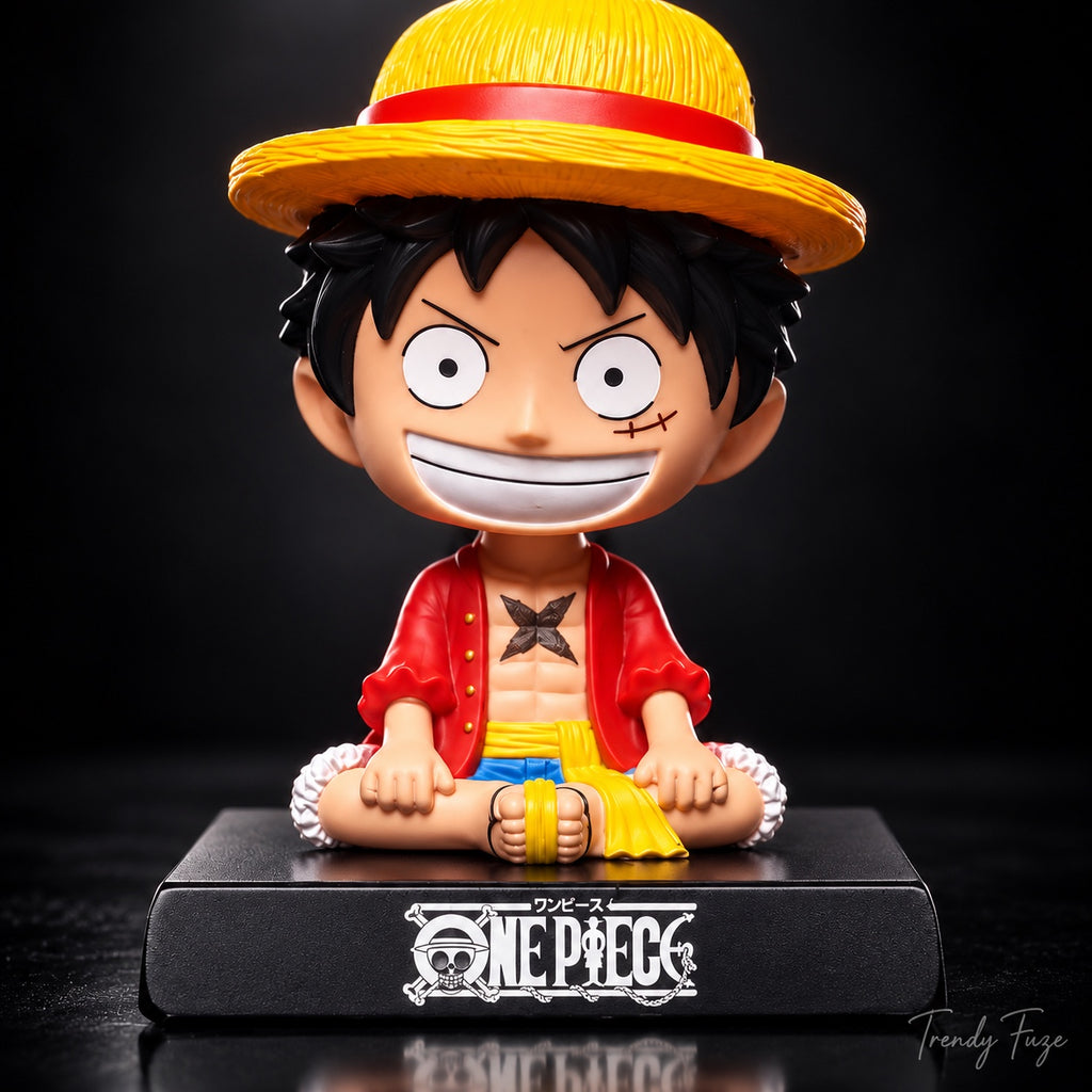 Monkey D. Luffy One Piece sitting figure detailed close-up yellow straw hat and red outfit