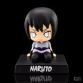 Sasuke Uchiha Naruto Shippuden sitting anime bobblehead front view with black hair grey top purple rope belt and Naruto display base