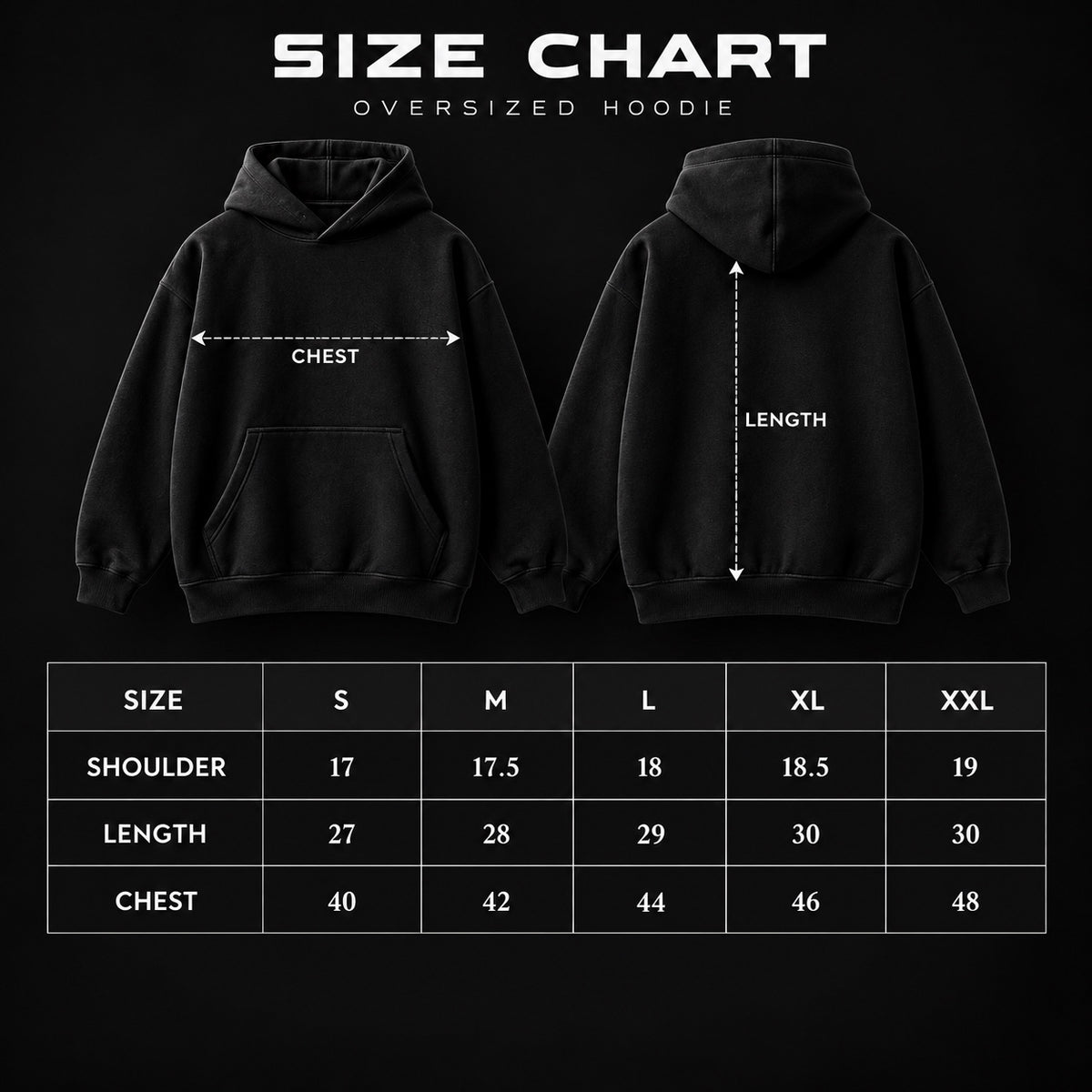 Trendy_Fuze oversized hoodie size chart