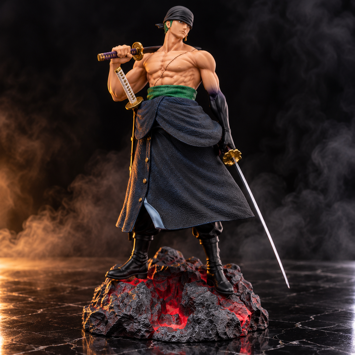 Roronoa Zoro 50 cm premium One Piece figure front view on volcanic base